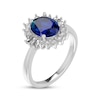 Thumbnail Image 2 of Oval-Cut Blue & White Lab-Created Sapphire Starburst Ring Sterling Silver