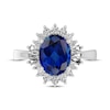 Thumbnail Image 3 of Oval-Cut Blue & White Lab-Created Sapphire Starburst Ring Sterling Silver