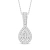 Thumbnail Image 0 of Baguette & Round-Cut Multi-Diamond Teardrop Necklace 1/4 ct tw 10K White Gold 18"