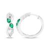 Thumbnail Image 0 of Our Story Together Pear-Shaped Lab-Created Emerald & White Lab-Created Sapphire Twist Hoop Earrings 10K White Gold