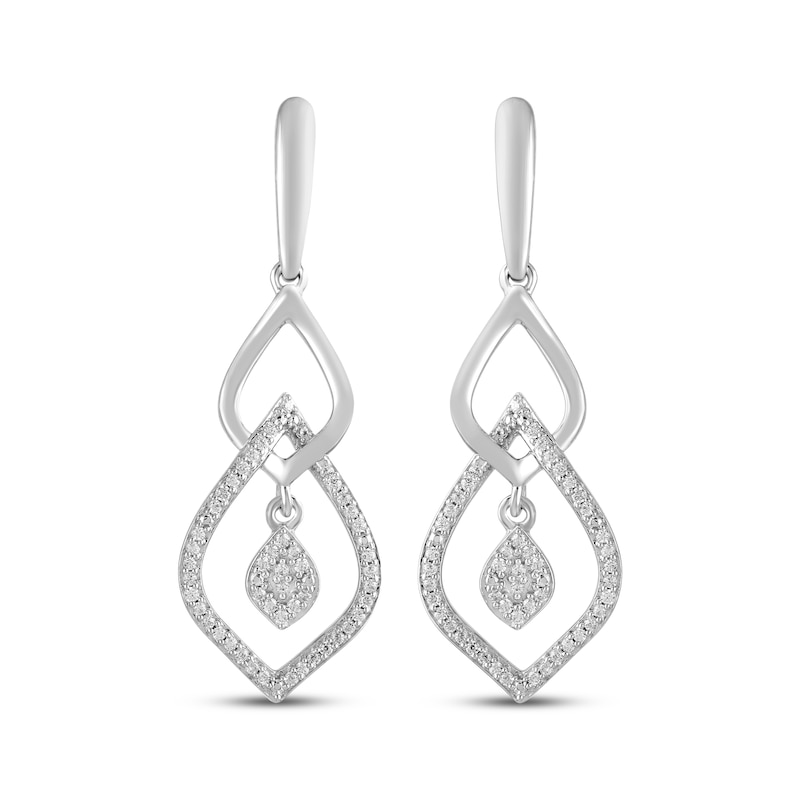 Main Image 2 of Diamond Flame-Shaped Frame Dangle Earrings 1/5 ct tw Sterling Silver