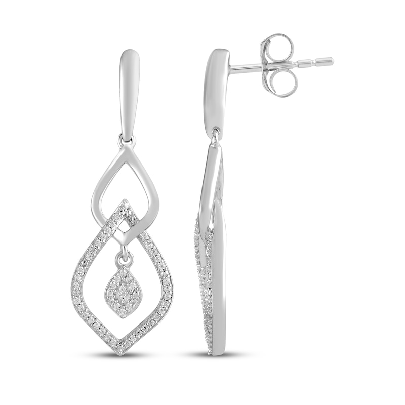 Main Image 3 of Diamond Flame-Shaped Frame Dangle Earrings 1/5 ct tw Sterling Silver