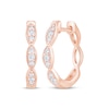 Thumbnail Image 1 of Diamond Scalloped Milgrain Hoop Earrings 1/8 ct tw 10K Rose Gold