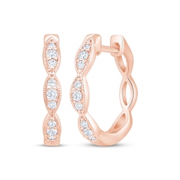 Diamond Scalloped Milgrain Hoop Earrings 1/8 ct tw 10K Rose Gold