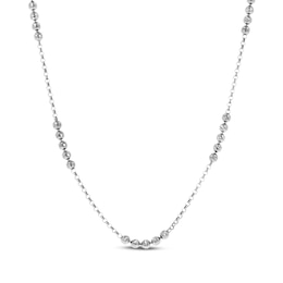 Diamond-Cut Bead Rolo Chain Necklace Solid Sterling Silver 22"