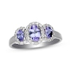 Thumbnail Image 1 of Oval-Cut Tanzanite & 1/4 ct tw Diamond Three-Stone Ring 10K White Gold