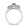 Thumbnail Image 2 of Oval-Cut Tanzanite & 1/4 ct tw Diamond Three-Stone Ring 10K White Gold