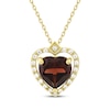 Thumbnail Image 1 of Heart-Shaped Garnet & Diamond Necklace 1/10 ct tw 10K Yellow Gold 18&quot;