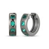 Thumbnail Image 1 of Men's Square-Cut Lab-Created Emerald Huggie Hoop Earrings Gunmetal-Plated Sterling Silver