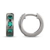 Thumbnail Image 3 of Men's Square-Cut Lab-Created Emerald Huggie Hoop Earrings Gunmetal-Plated Sterling Silver