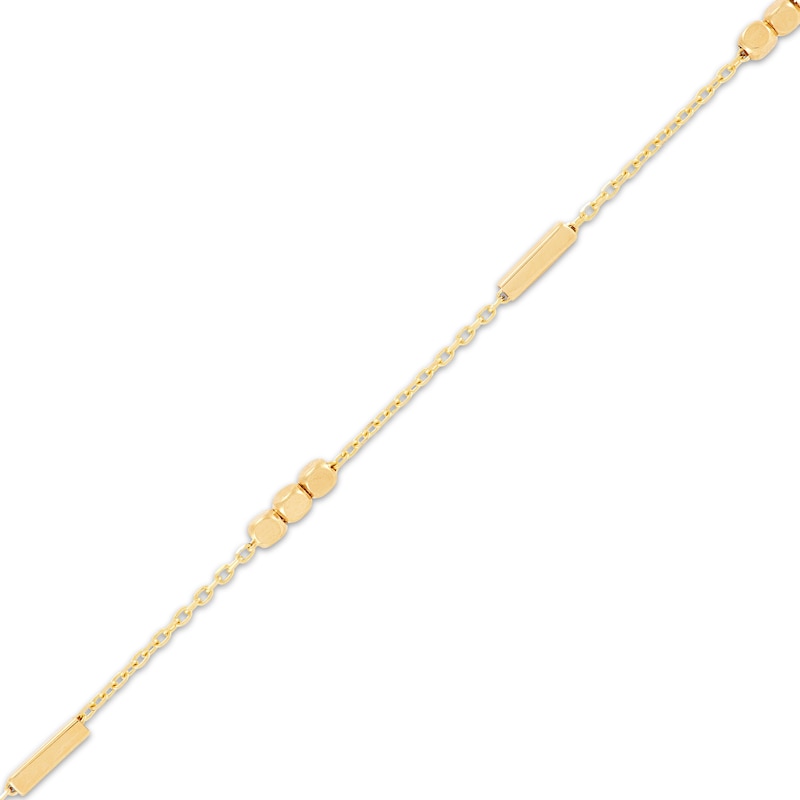 Main Image 2 of Bead Trio & Bar Station Anklet 10K Yellow Gold 10&quot;