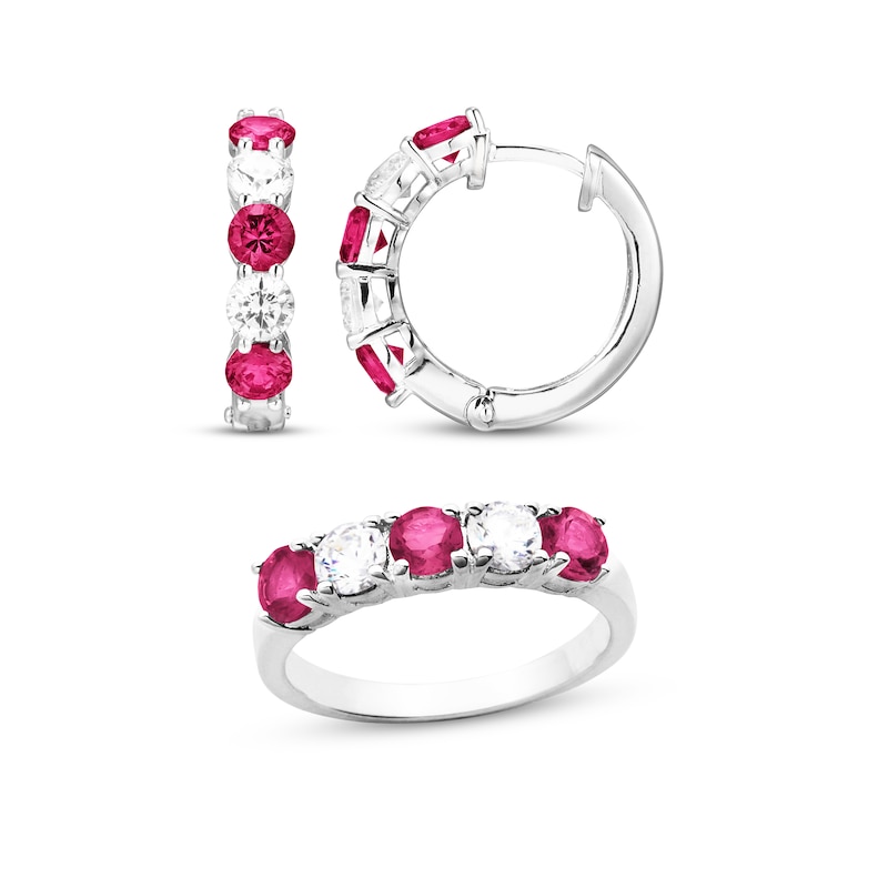 Main Image 1 of Lab-Created Ruby & White Lab-Created Sapphire Gift Set Sterling Silver