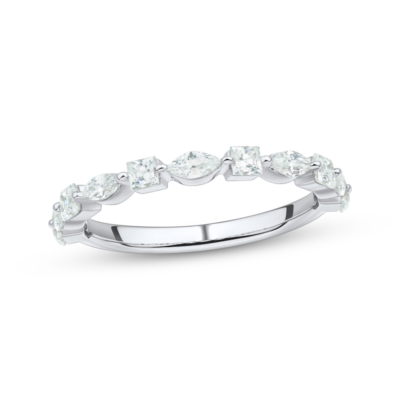 Main Image 1 of Adore Princess & Marquise-Cut Diamond Anniversary Ring 3/4 ct tw 10K White Gold