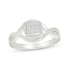 Thumbnail Image 1 of Multi-Diamond Cushion Halo Promise Ring 1/10 ct tw Sterling Silver