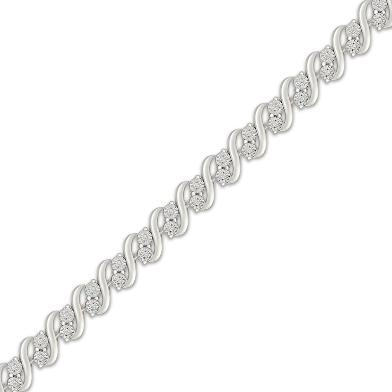 Main Image 2 of Diamond S-Link Bracelet 1/4 ct tw Sterling Silver 7.5&quot;