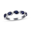 Thumbnail Image 1 of Oval-Cut Natural Blue Sapphire & Diamond Five-Stone Ring 1/10 ct tw 14K White Gold