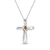 Thumbnail Image 3 of Oval-Cut Citrine & Diamond Loop Cross Necklace 1/10 ct tw 10K White Gold 18&quot;