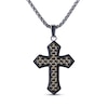 Thumbnail Image 1 of Men's Carbon Fiber Cross Necklace Black Ion-Plated Stainless Steel 24&quot;