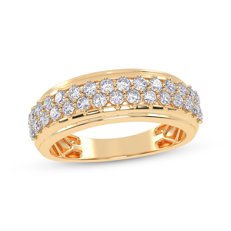 Main Image 1 of Diamond Two-Row Ring 1/2 ct tw 14K Yellow Gold