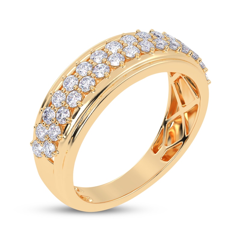 Main Image 2 of Diamond Two-Row Ring 1/2 ct tw 14K Yellow Gold