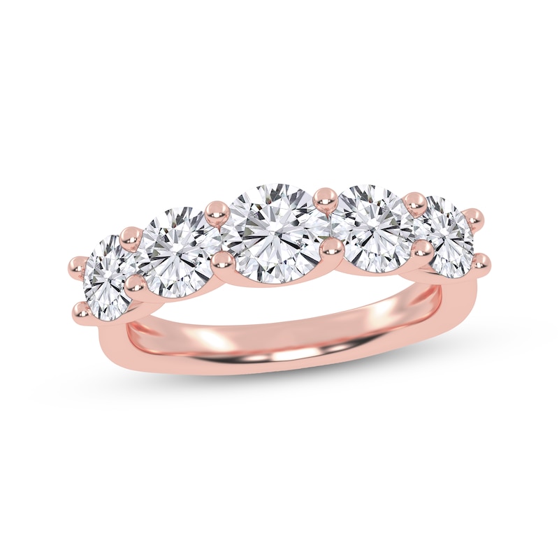 Main Image 1 of Lab-Grown Diamonds by KAY Graduated Five-Stone Anniversary Ring 2 ct tw 14K Rose Gold