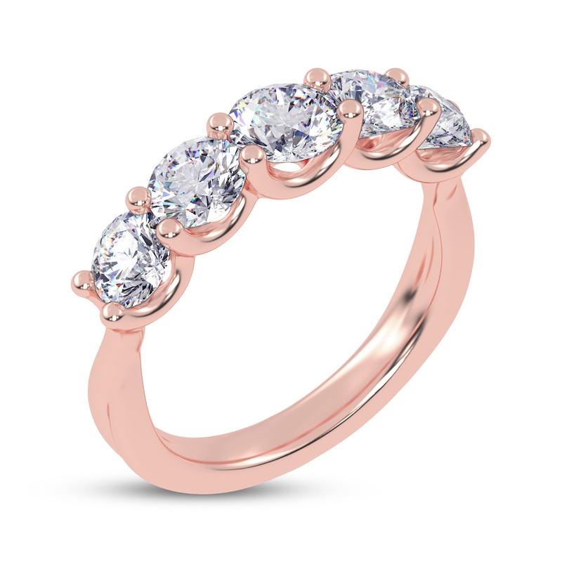 Main Image 2 of Lab-Grown Diamonds by KAY Graduated Five-Stone Anniversary Ring 2 ct tw 14K Rose Gold