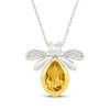 Thumbnail Image 1 of Pear-Shaped Citrine & Diamond Accent Bee Necklace Sterling Silver and 10K Yellow Gold 18&quot;