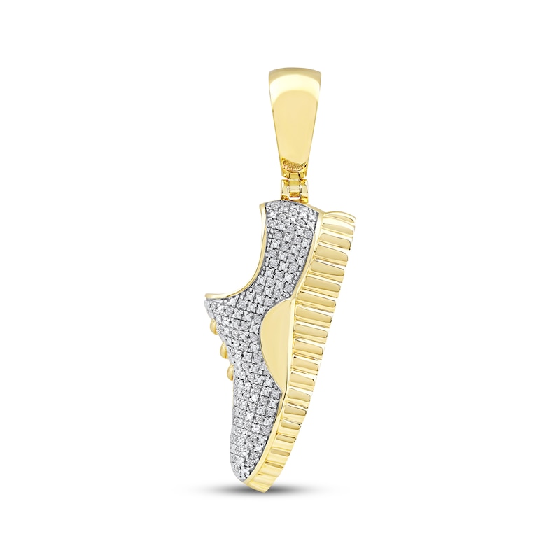 Main Image 1 of Men's Diamond Sneaker Necklace Charm 1/6 ct tw 10K Yellow Gold