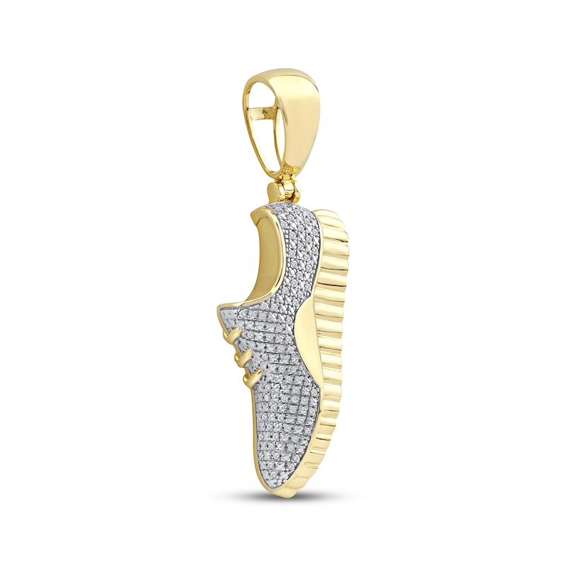 Main Image 2 of Men's Diamond Sneaker Necklace Charm 1/6 ct tw 10K Yellow Gold