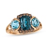 Thumbnail Image 1 of Le Vian Cushion-Cut Blue Topaz Ring 1/5 ct tw Diamonds 14K Strawberry Gold