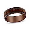 Thumbnail Image 1 of Men's Black Natural Sapphire Wedding Band Brown Tungsten Carbide 8mm