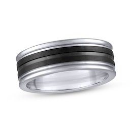 Men's Wedding Band Tungsten Carbide & Black Ion Plating 8mm