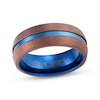 Thumbnail Image 1 of Men's Wedding Band Brown & Blue Ion-Plated Tungsten Carbide 8mm