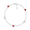 Thumbnail Image 1 of Diamond Accent & Red Enamel Heart Station Bracelet Sterling Silver 7.5"