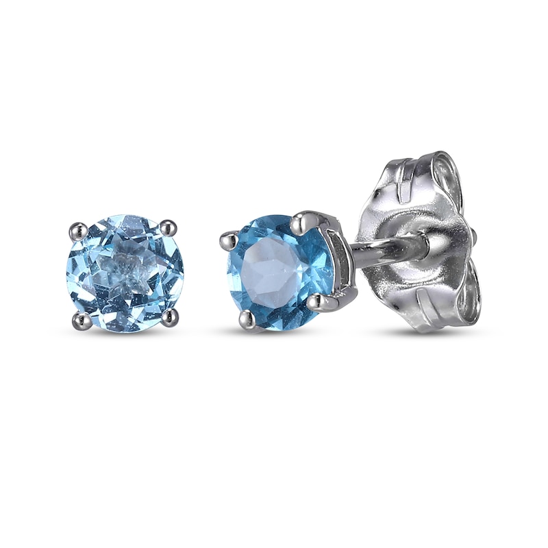 Round-Cut Swiss Blue Topaz & White Lab-Created Sapphire Stud & Hoop ...