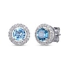 Thumbnail Image 3 of Round-Cut Swiss Blue Topaz & White Lab-Created Sapphire Stud & Hoop Earrings Gift Set Sterling Silver