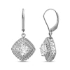 Thumbnail Image 0 of Cushion-Cut White Lab-Created Sapphire & Diamond Accent Dangle Earrings Sterling Silver