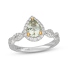 Thumbnail Image 1 of Neil Lane Pear-Shaped Green Quartz & Diamond Halo Engagement Ring 3/8 ct tw 14K White Gold