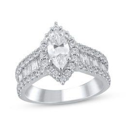 Marquise-Cut Diamond Halo Engagement Ring 1-7/8 ct tw 14K White Gold