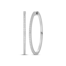 Diamond Hoop Earrings 1 ct tw 10K White Gold 40.2mm