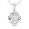 Thumbnail Image 0 of Oval-Cut Lab-Created Opal & White Lab-Created Sapphire Starburst Necklace Sterling Silver 18"