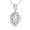 Thumbnail Image 2 of Oval-Cut Lab-Created Opal & White Lab-Created Sapphire Starburst Necklace Sterling Silver 18"