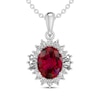 Thumbnail Image 1 of Oval-Cut Lab-Created Ruby & White Lab-Created Sapphire Necklace Sterling Silver 18&quot;