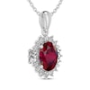 Thumbnail Image 2 of Oval-Cut Lab-Created Ruby & White Lab-Created Sapphire Necklace Sterling Silver 18&quot;