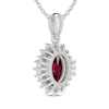 Thumbnail Image 3 of Oval-Cut Lab-Created Ruby & White Lab-Created Sapphire Necklace Sterling Silver 18&quot;