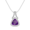 Thumbnail Image 1 of Trillion-Cut Amethyst & White Lab-Created Sapphire Necklace Sterling Silver 18&quot;