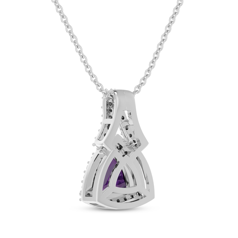 Main Image 3 of Trillion-Cut Amethyst & White Lab-Created Sapphire Necklace Sterling Silver 18&quot;