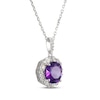 Thumbnail Image 2 of Amethyst & White Lab-Created Sapphire Halo Necklace Sterling Silver 18&quot;