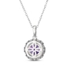 Thumbnail Image 3 of Amethyst & White Lab-Created Sapphire Halo Necklace Sterling Silver 18&quot;