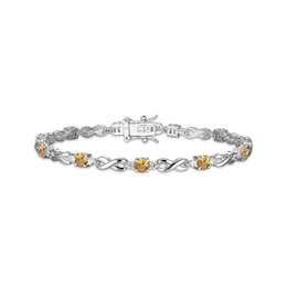 Citrine & White Lab-Created Sapphire Infinity Bracelet Sterling Silver 7.25&quot;